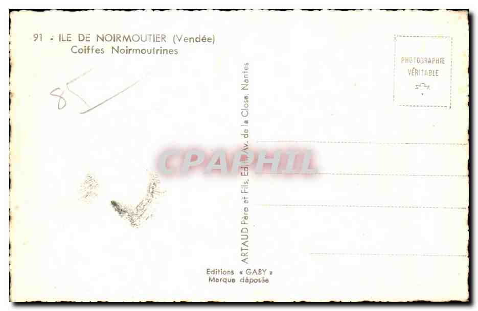 CPSM Ile De Noirmoutier (Vendee) Coiffes Noirmoutrines Folklore Costume — Verso