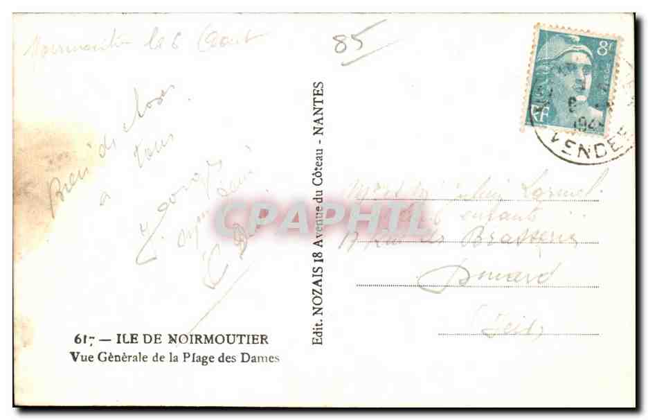CPA Noirmoutier Vue generale de la plage des dames — Rückseite