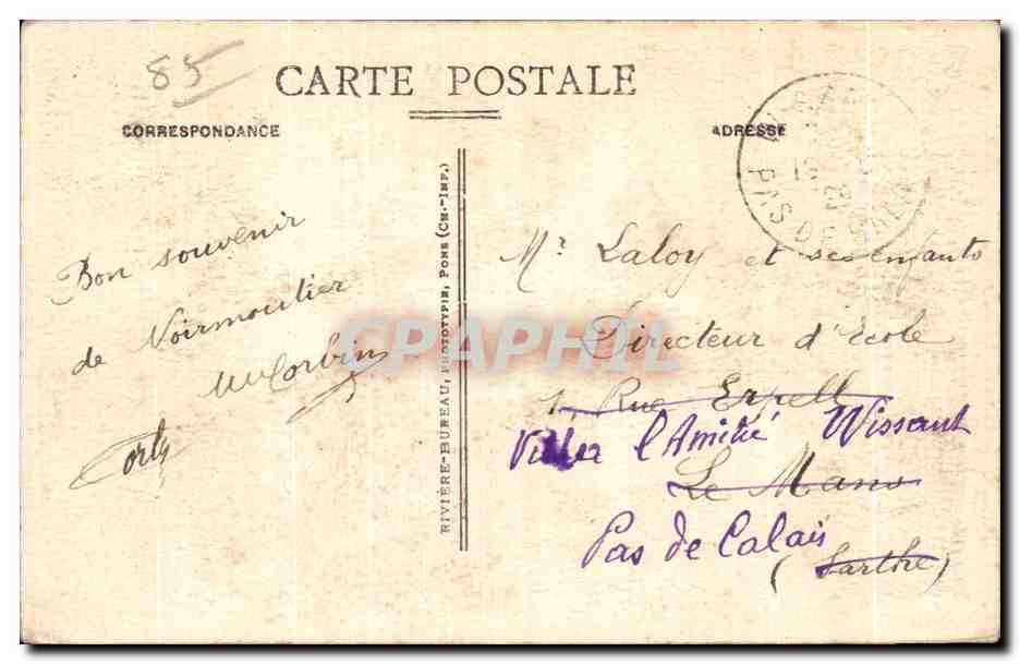 CPA Noirmoutier Bois de la chaise la plage des dames — Back