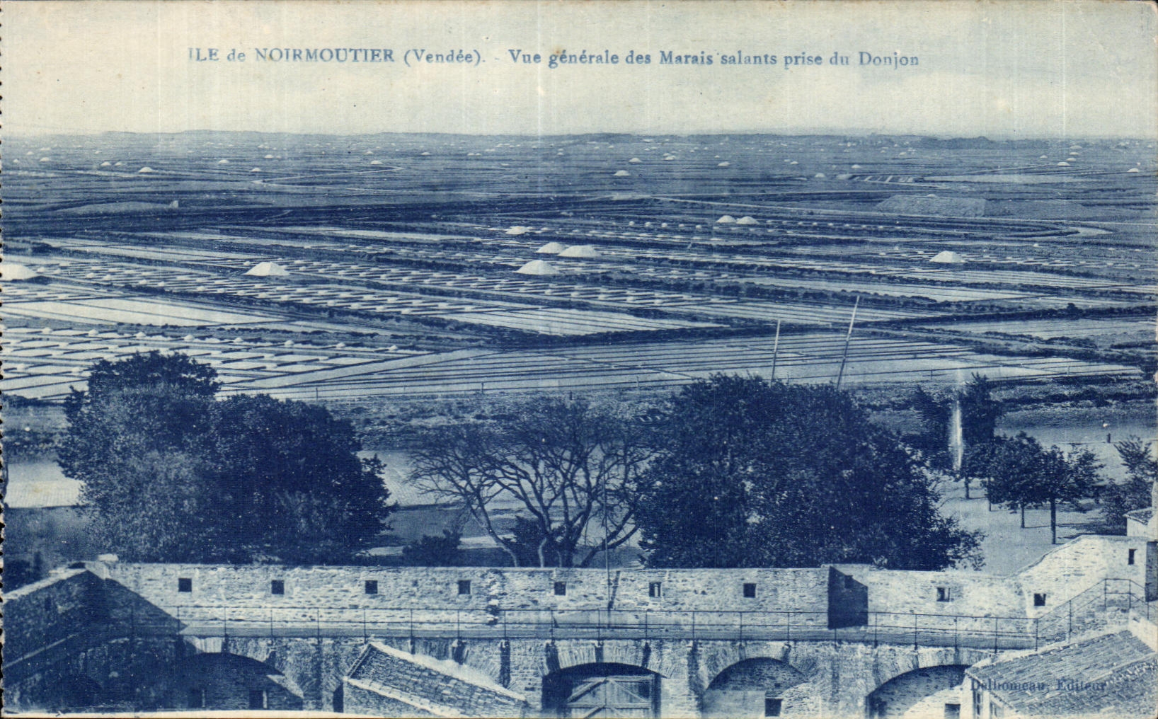 Île de Noirmoutier (Vendée) — Vue générale des Marais salants prise du Donjon — Dellhommeau, Éditeur