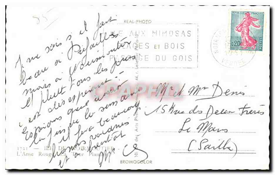 CPA Noirmoutier L Anse Rouge La Tour — Verso