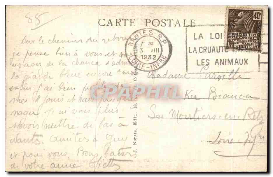 Vintage Postcard Noirmoutier L Estacade au Bois de la Chaize — Back