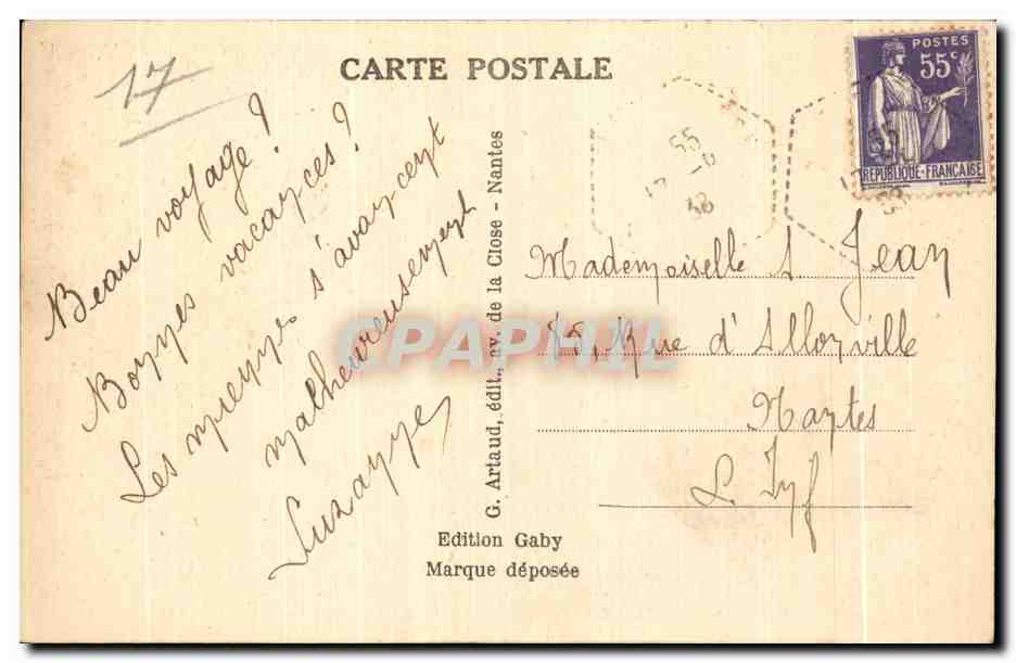 CPA Noirmoutier Ile de bois de la Chaize et les Rochers — Rückseite