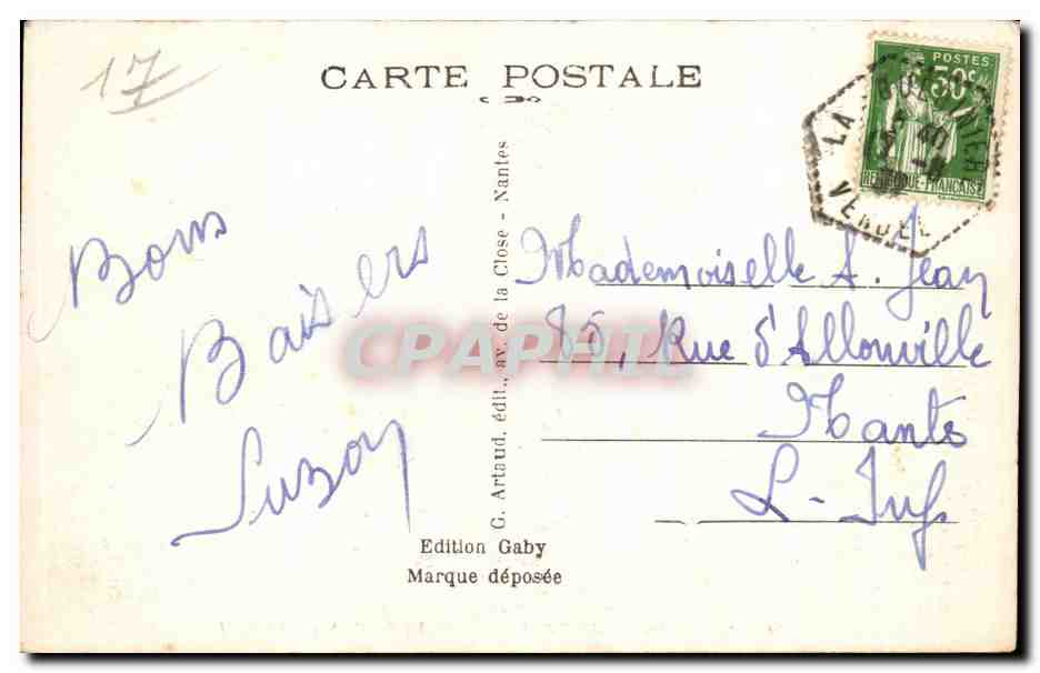 Ile de Noirmoutier (Vendée) — La Grotte Saint-Philbert — Éditeur Gaby, n° 50 — Rückseite