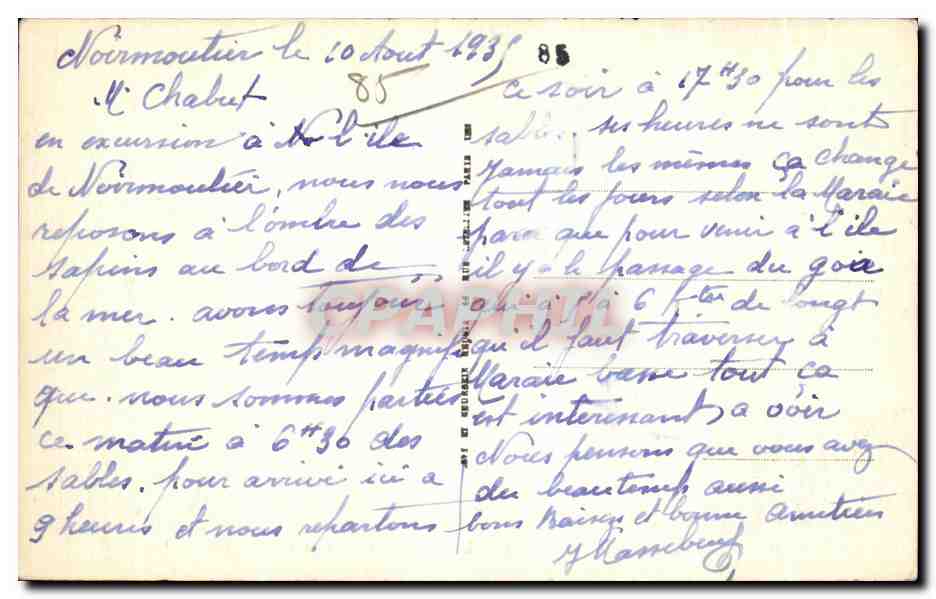 CPA L Ile De Noirmoutier Le Chateau prise du Chemin de Ronde — Rückseite