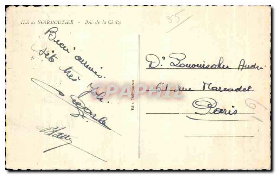 CPA L Ile De Noirmoutier Bois de la Cbaize — Verso