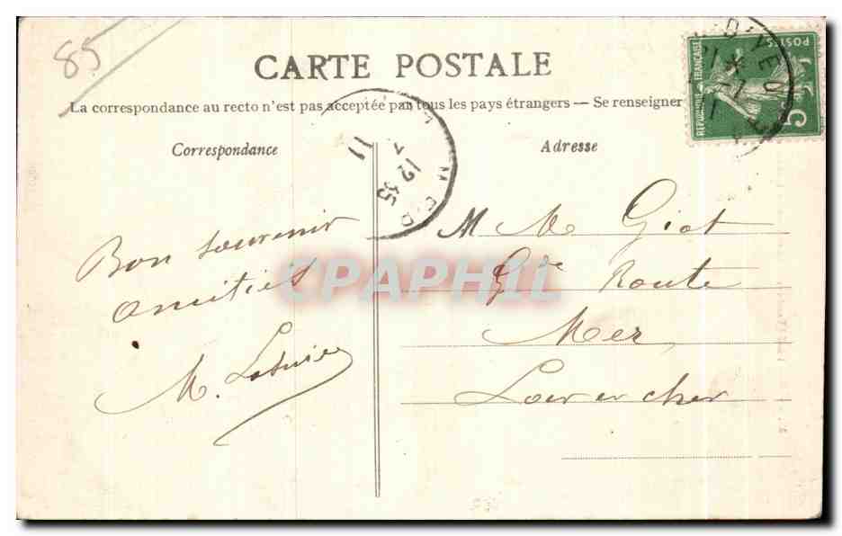 CPA L Ile De Noirmoutier Conrseau de Rlsque de Vie — Verso