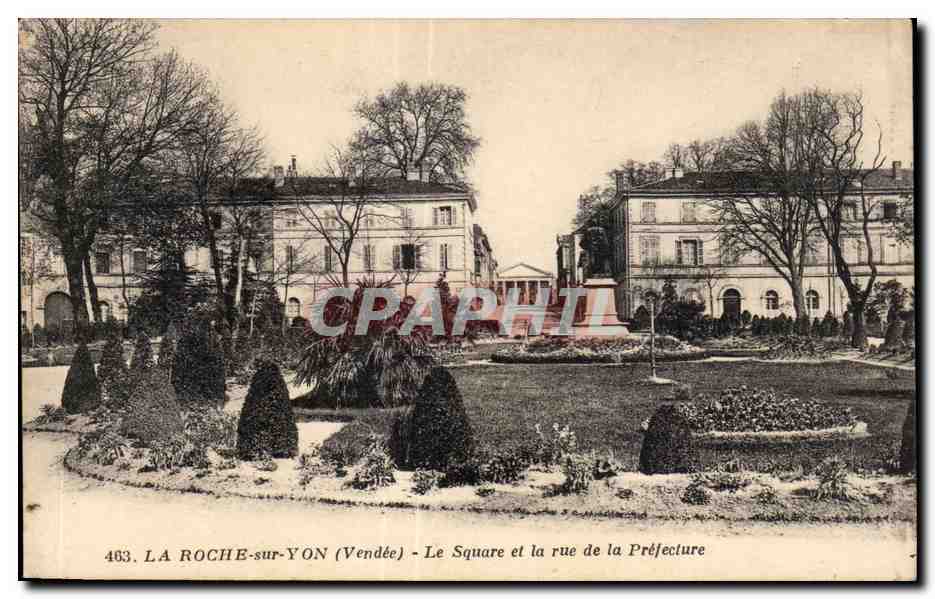 LA ROCHE-sur-YON (Vendée) - Le Square et la rue de la Préfecture — Phototypie Jelhy-Poujou - n°4853