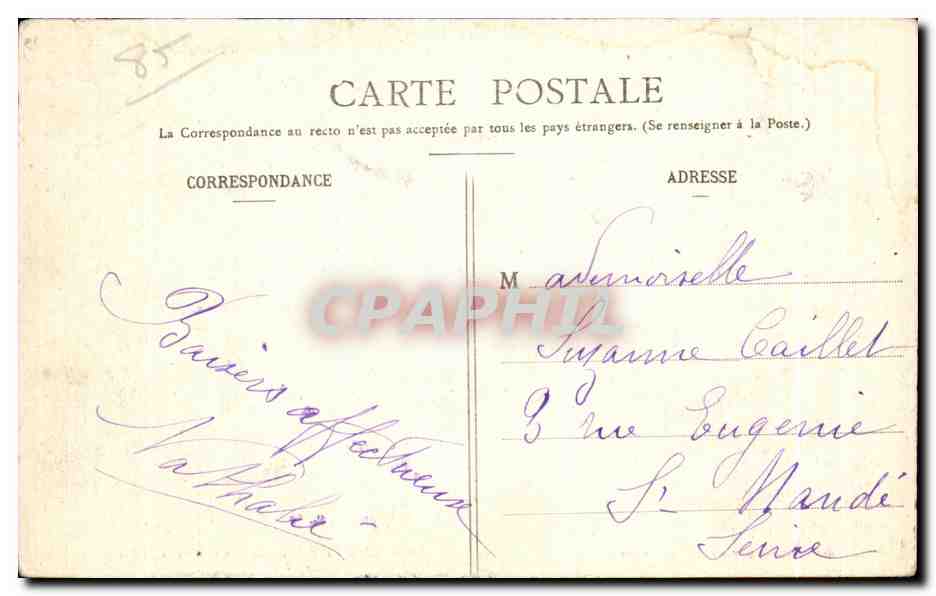 CPA La Roche sur Yon Square et Rue de la Prefecture — Rückseite
