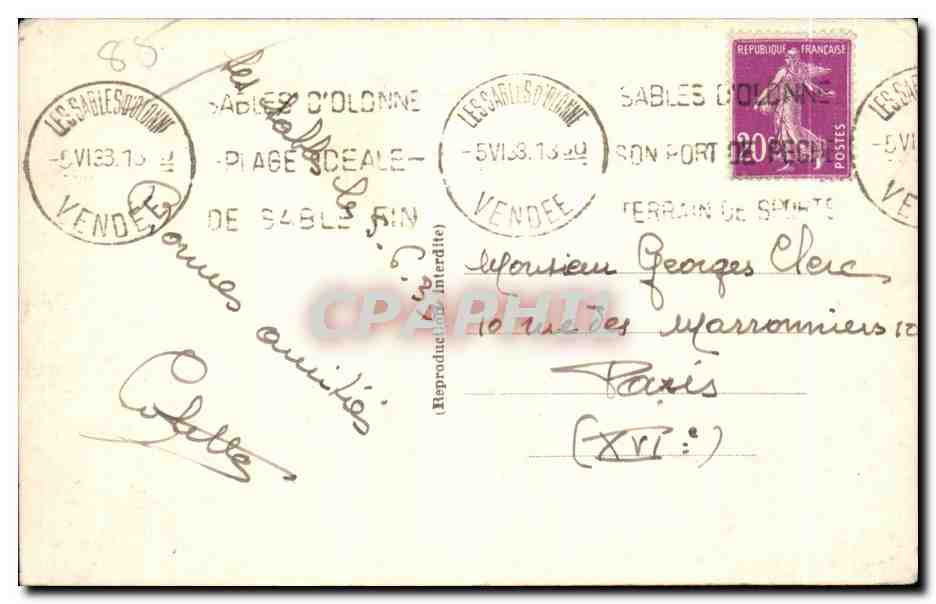 CPA Les Sables D olonne Un joli coin du port Bateau — Rückseite