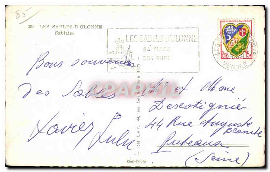 CPA Les Sables D olonne Folklore Costume — Back