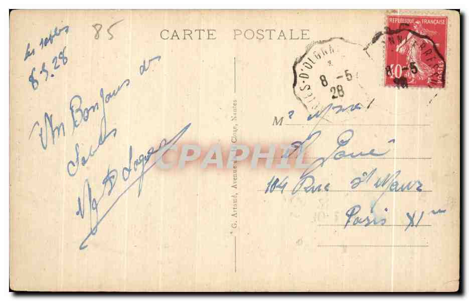 Marchande de poisson — Costume sablais — G. Artanis, Nantes, n°6 — Reverso