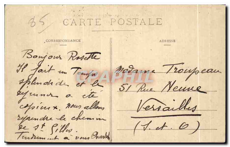 Baignade à la plage des Sables-d'Olonne — Lucien Amiand — N° 2383 — Verso