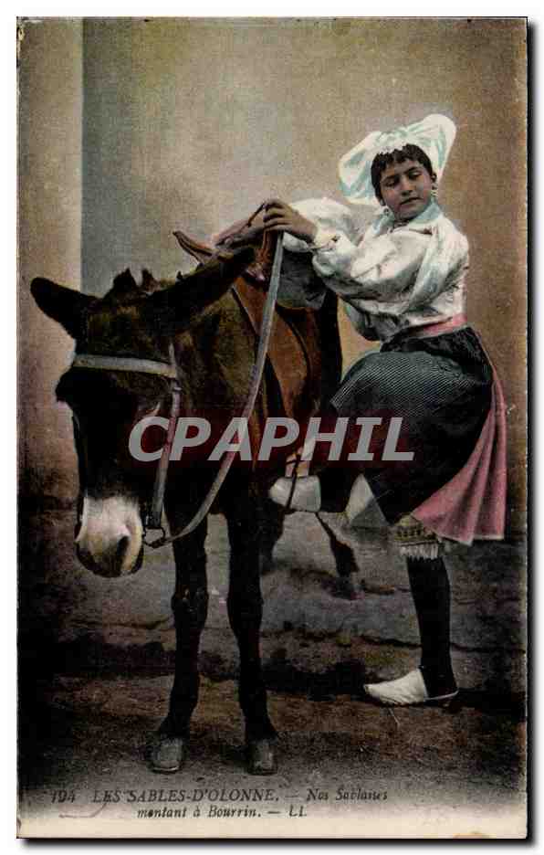 CPA Les Sables D olonne Nos sablaises montant a bourrin Ane Donkey