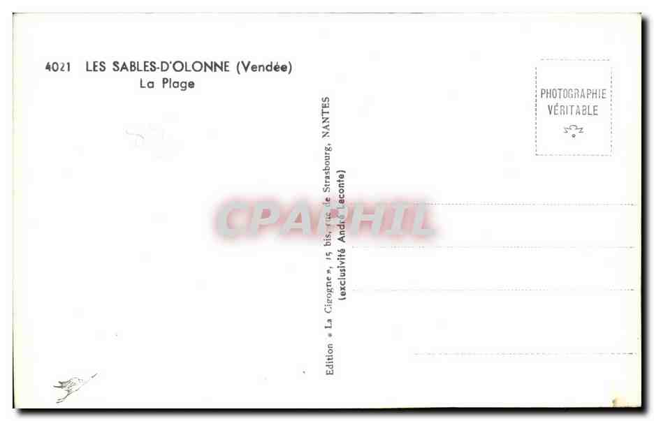 CPA Sables D olonne La plage  — Back
