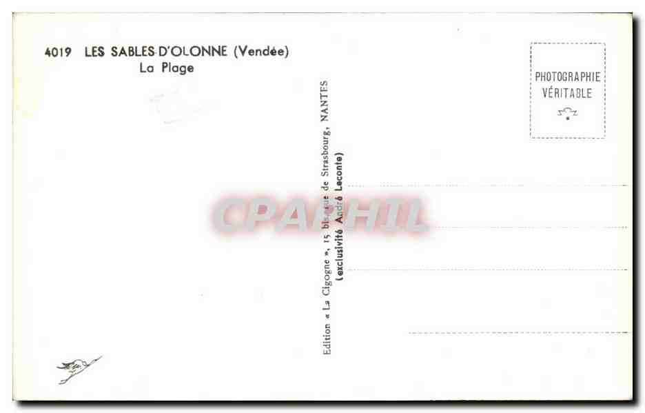 CPA Les sables d olonne la plage — Back
