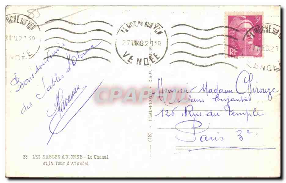 Les Sables d'Olonne — Le Chenal et la Tour d'Arundel — editore C.A.P. n° (18) — Verso