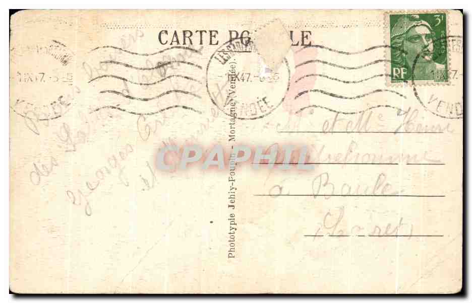 Sablaïse — mujer en traje de pescadora — Phototype Jehly-Faupin, Mortagne-Vendée, n°45 — Reverso