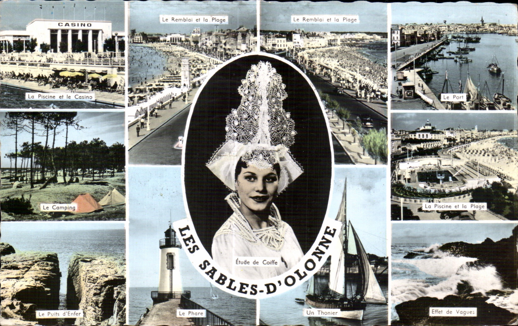 Les Sables-d'Olonne — Vue panoramique avec femme en coiffe locale — Éditions Gaby - Anverso