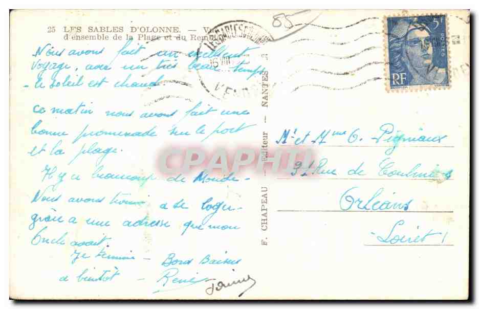 CPA Les sables d Olonne d Ensemble de la plage et du remblais — Rückseite