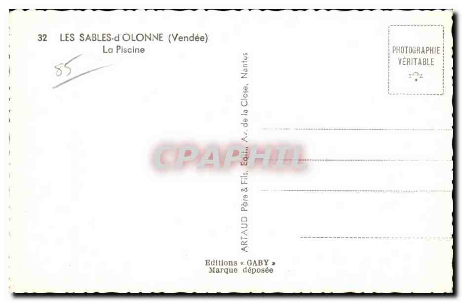 CPSM Les sables d Olonne Les sables d Olonne la piscine — Rückseite