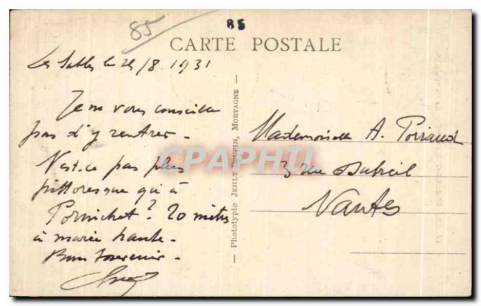 Les Sables-d'Olonne - Le Puits d'Enfer — Phototypie Jehly-Tampin, n°52 — Verso