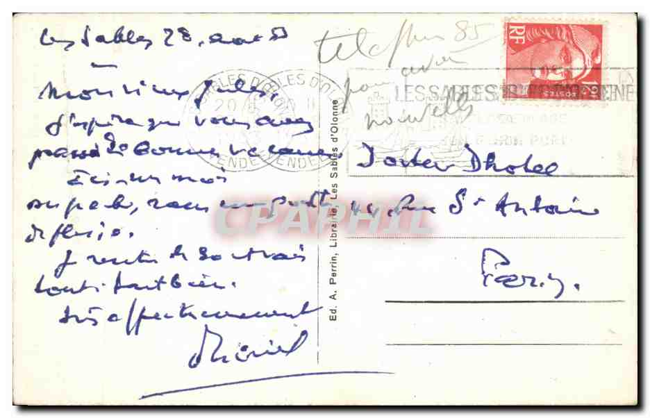 CPA Les Sables d Olonne Le lac de la Tanchette — Rückseite