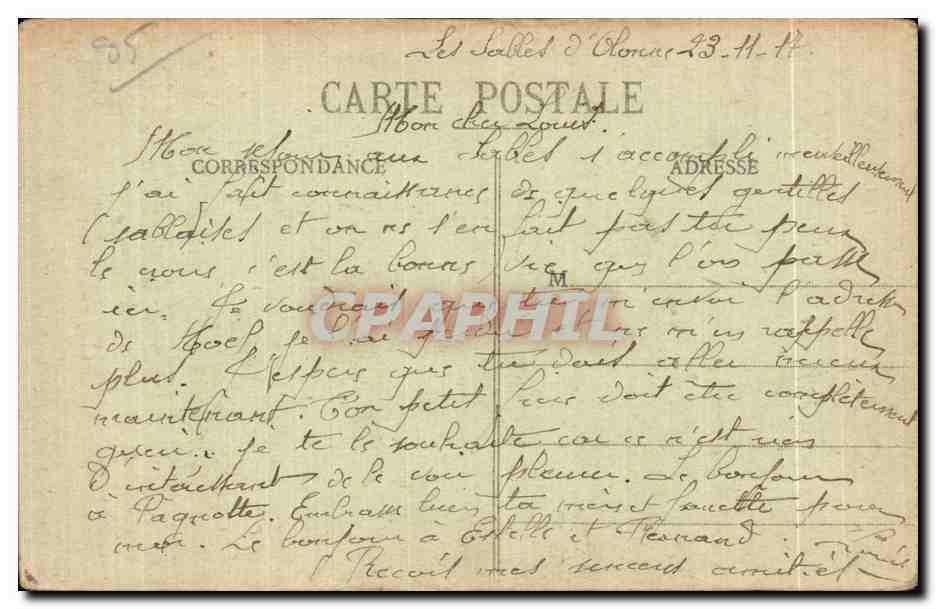 Femme en costume de plage — 'Mon regard vers l'Absent' — Collection Lucefou Amiaud, Les Sables-d'Olonne, N° 6074 — Reverso