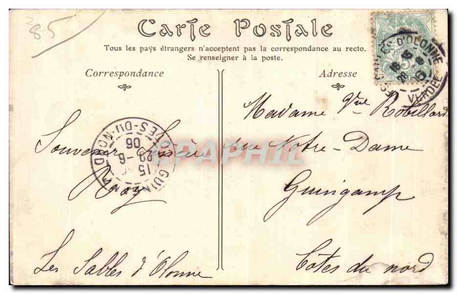 CPA Les sables d Olonne la plage a l Heure des bains — Rückseite