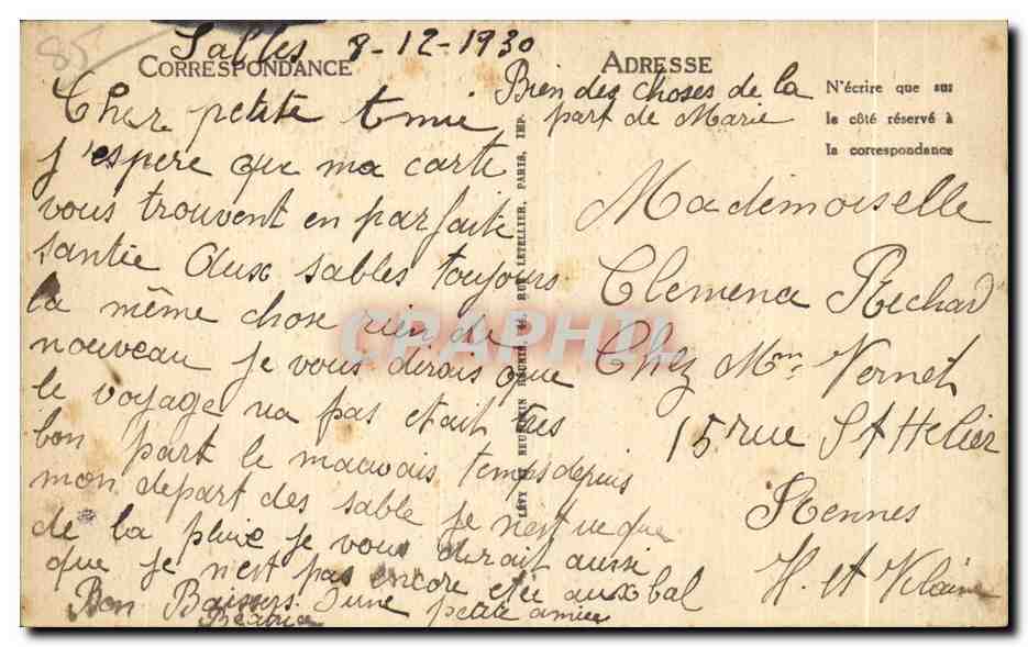 CPA Les sables d Olonne le rembai et la plage — Rückseite