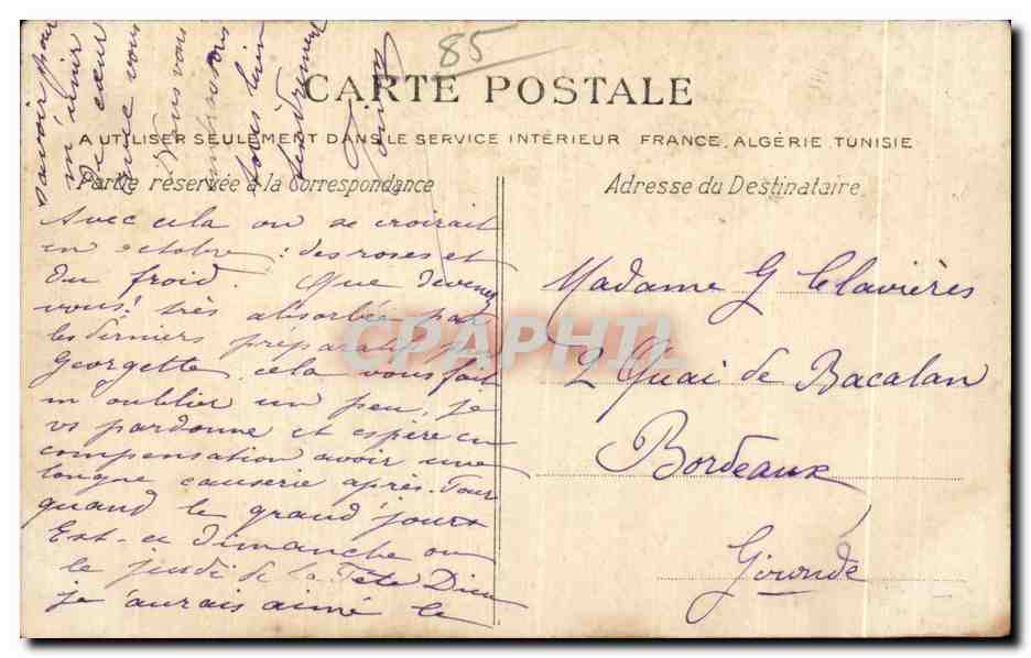 Dos mujeres en traje rural — Lib. Poupin, Mortagne — n° 182 — Reverso
