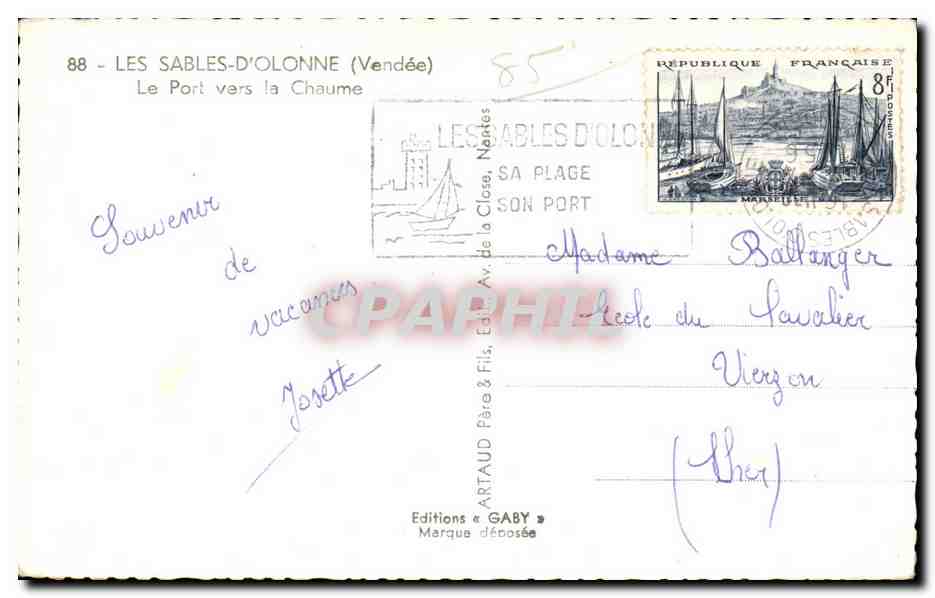 Les Sables-d'Olonne — Le Port vers la Chaume — Éditions Gaby — Back