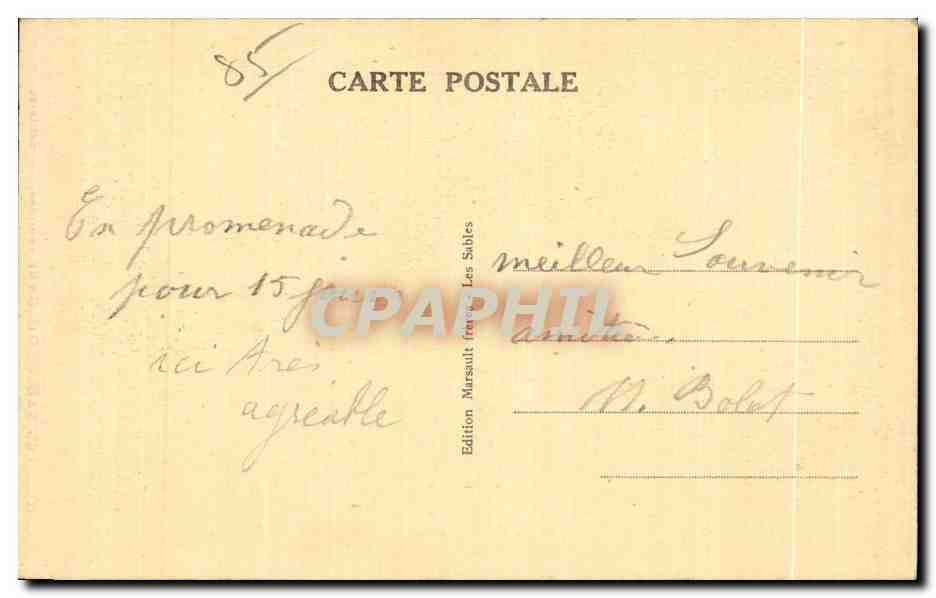 Les Sables d'Olonne (Vendée) — Sablaïse — Édition Marsault, n° 107 — Rückseite