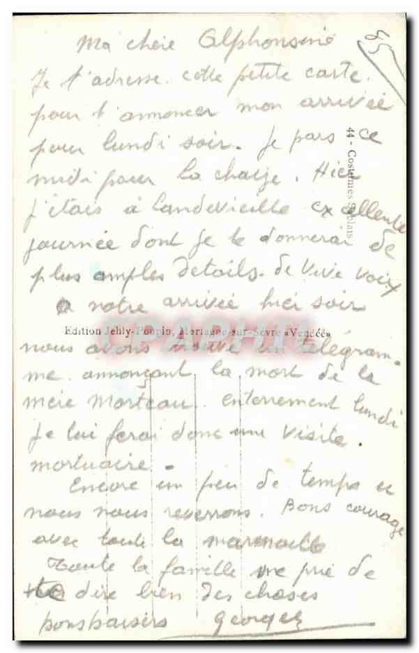 CPA Sables d olonne Sablaise et pecheur Folklore Costume — Rückseite
