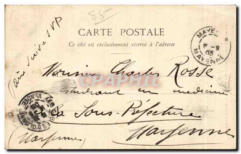 El Amor en Sablés-d'Olonne — escena de pareja marinero y campesina — Colección G. L.D. de Nantes — Reverso