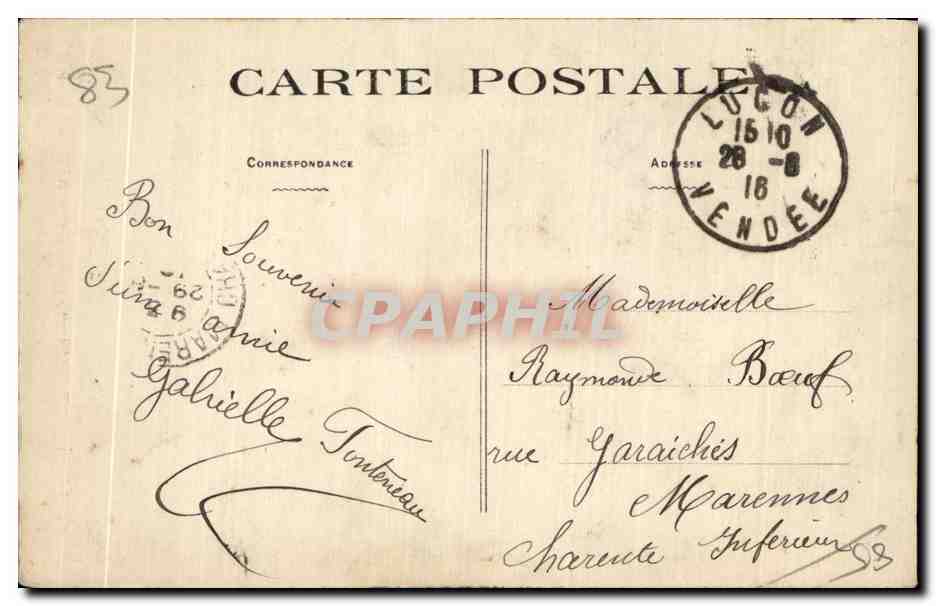 CPA Lucon Vendee Monument des Morts pour la Patrie — Rückseite
