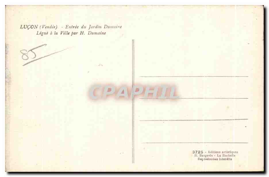 CPA Lucon Entree du jardin dumaine legue a la ville par H dumaine — Reverso
