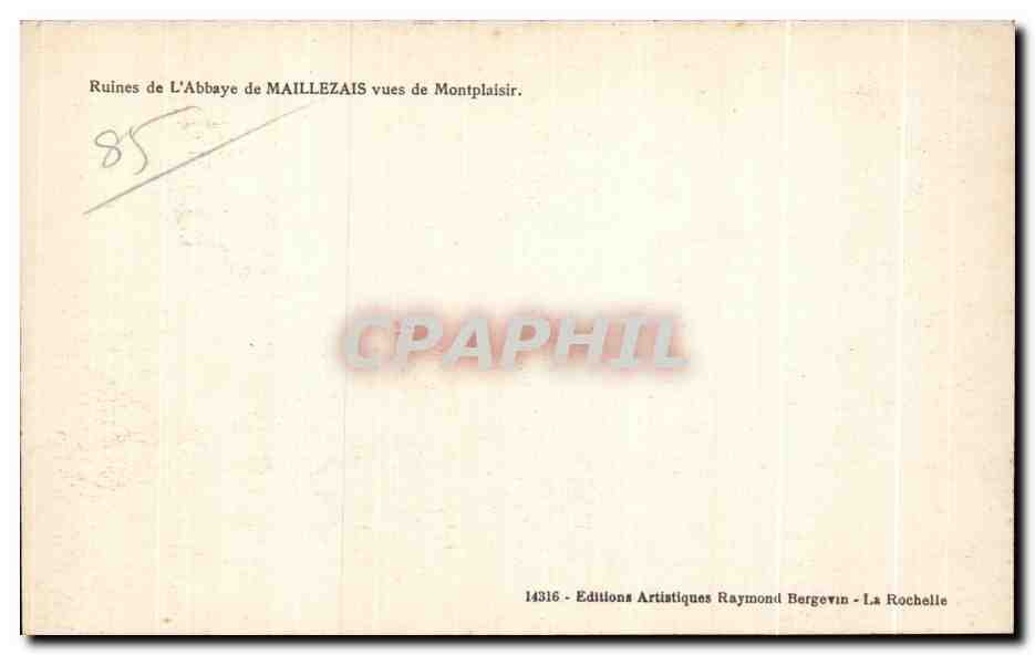 CPA Ruines de l Abbaye de maillezais vues de montplaisir — Rückseite