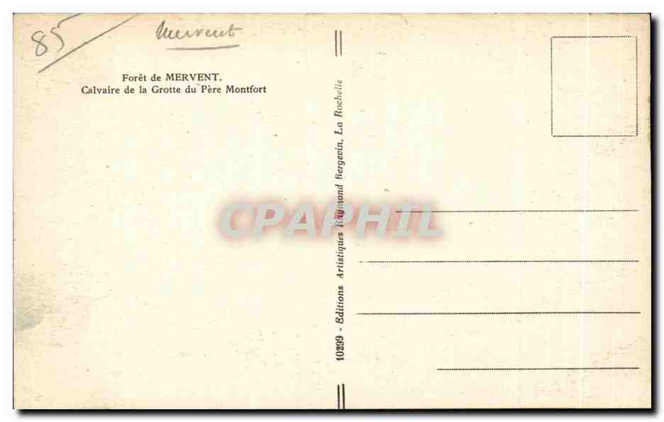 CPA Foret de mervent calvaire de la grotte du pere montfort — Back