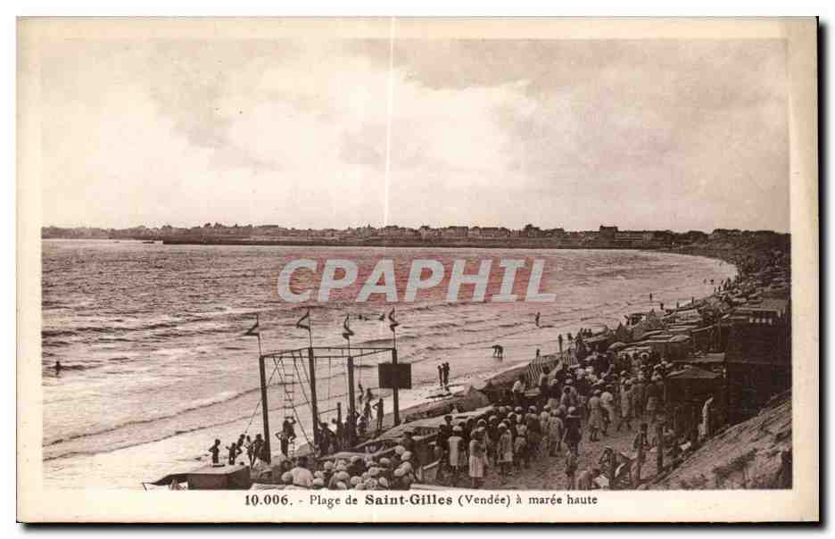 CPA Plage de saint gilles vendee a maree haute