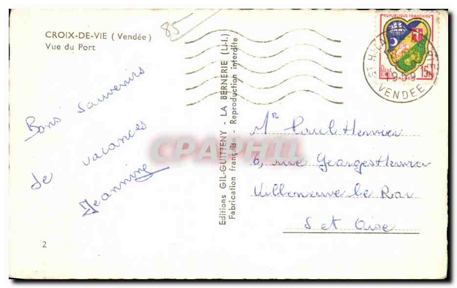 CPA Croix De Vie (Vendee) Vue du Port — Verso