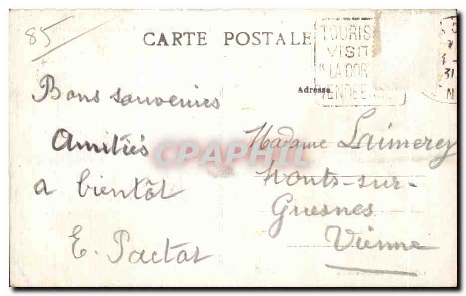 CPA St Gilles Croix de Vie Barques de Peche gagnant le Port par temps calme Bateaux — Verso