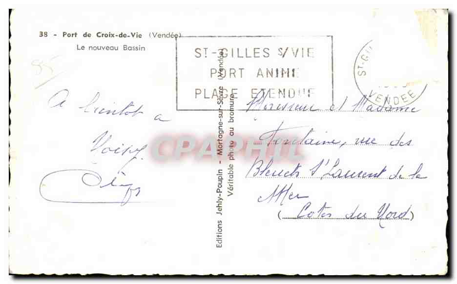 Port de Croix-de-Vie — Le nouveau bassin — Editions Jehly-Paupin — Verso