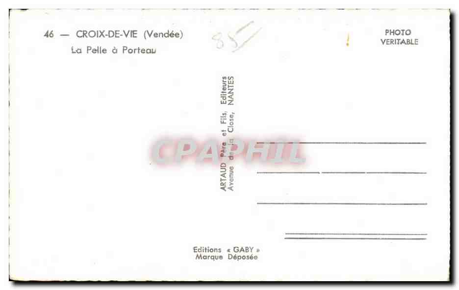CPA Croix de vie Vendee La pelle a porteau — Verso