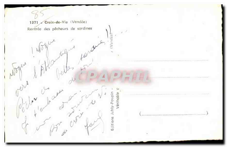 CPA Croix de vie vendee rentree des pecheurs de sardines Bateaux — Verso
