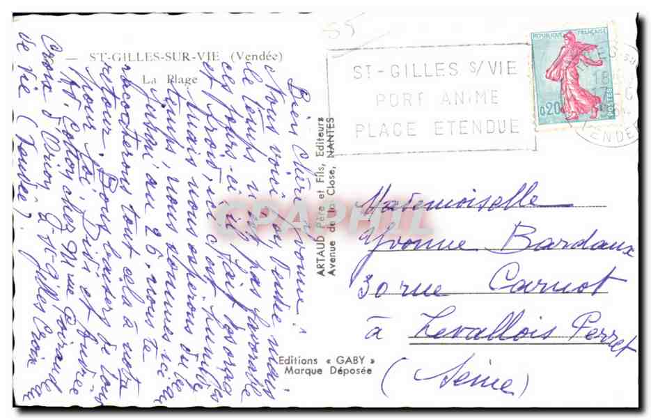 CPA St gilles sur vie Vendee la plage — Verso