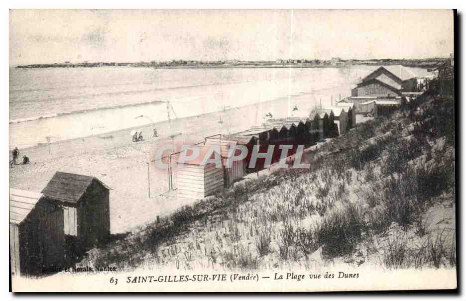 CPA Saint gilles sur vie vendee La plage vue des dunes