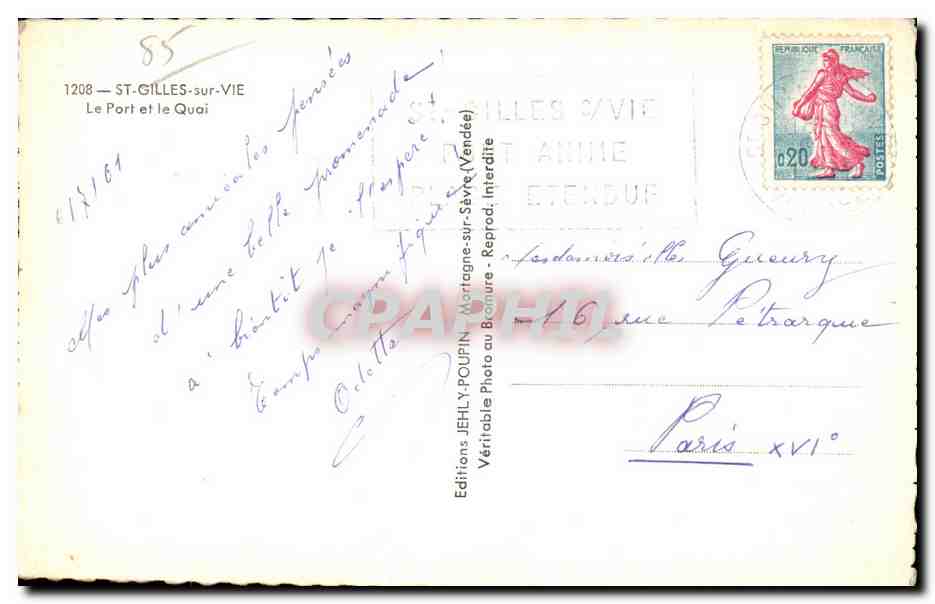 CPA St gilles sur vie le port et le quoi — Verso