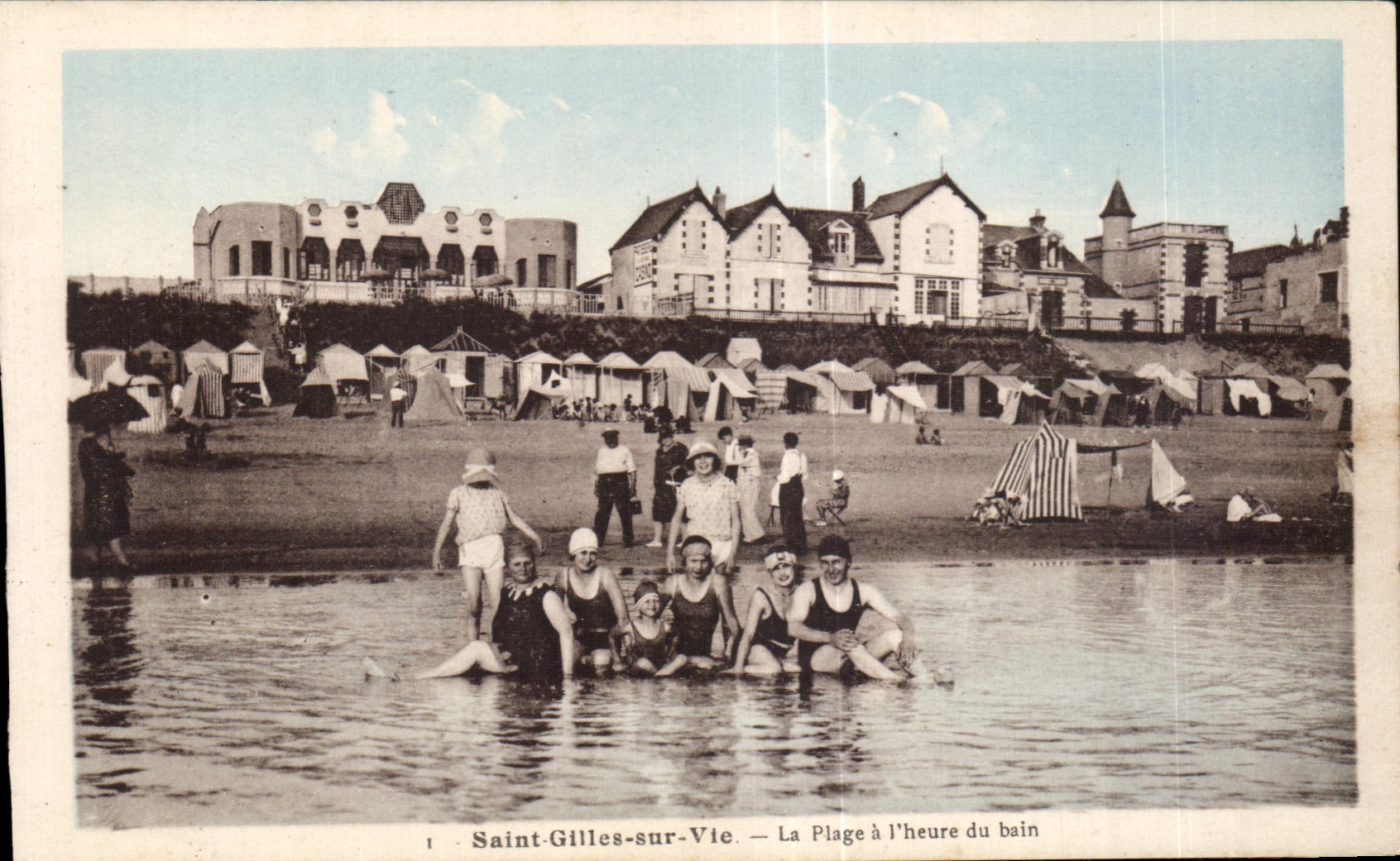 Saint-Gilles-sur-Vie — La Plage à l'heure du bain — Phototypie Jelly-Pouppe-Mortagne