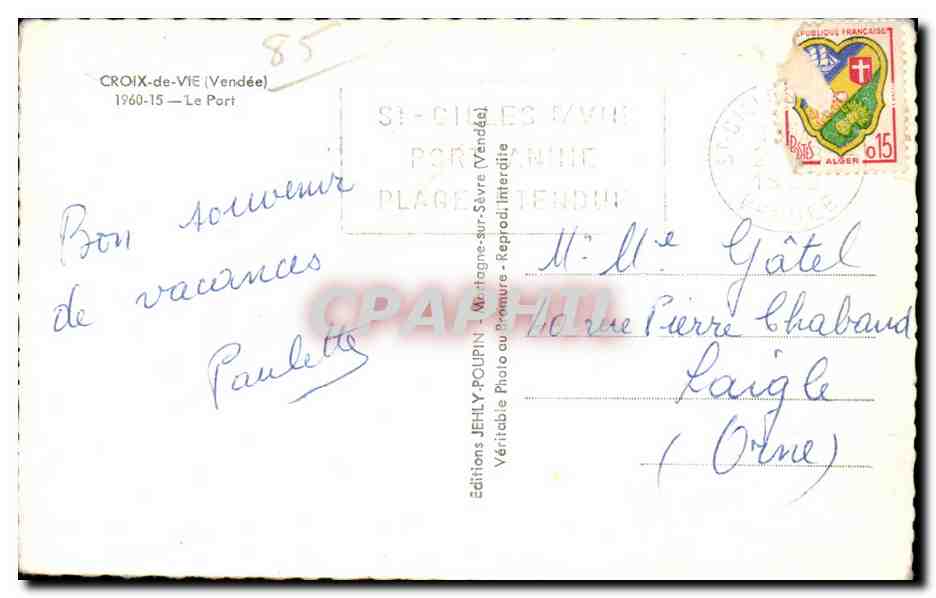 CPA Croix de vle vendee le port — Verso